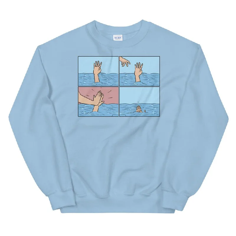 Drowning High Five Unisex Sweatshirt Hoodie with Tie-Dye Psychedelic Retro