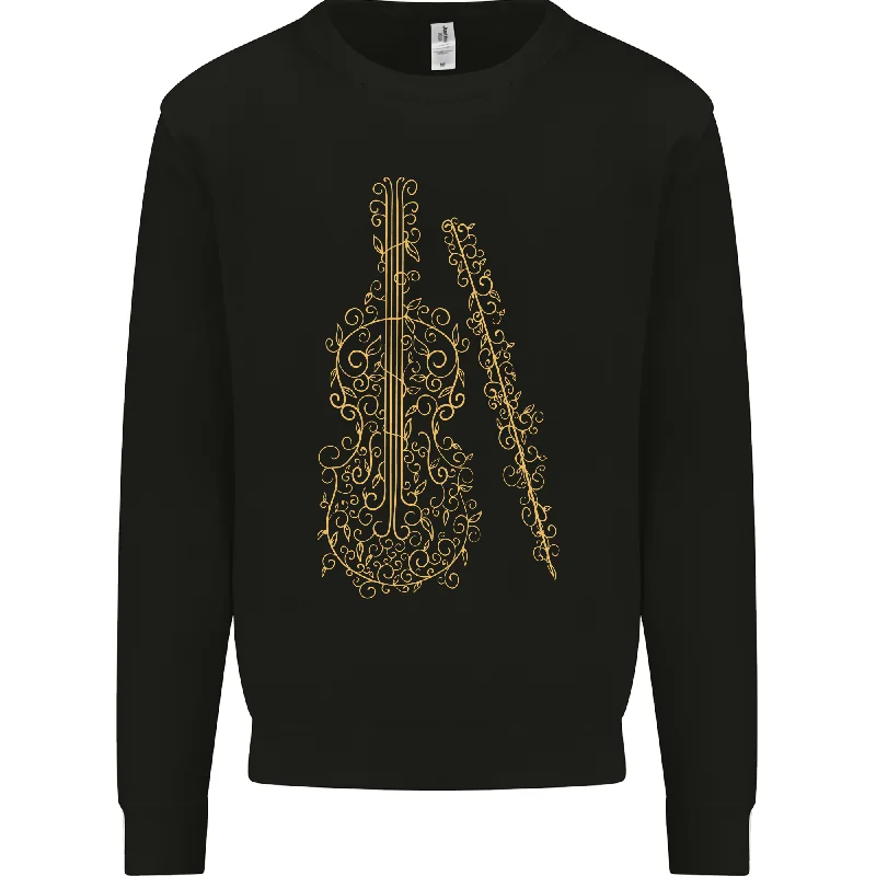 A Violin Cello Mens Sweatshirt Jumper Hoodie with Stripes Bold Sporty