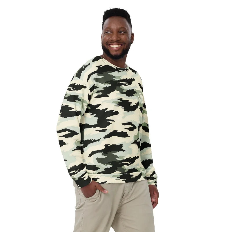American Boreal Tiger Stripe Camouflage Crewneck Sweatshirt Hoodie with Cuffed Sleeves Snug Secure American Boreal Tiger Stripe Camouflage Crewneck Sweatshirt Hoodie with Cuffed Sleeves Snug Secure