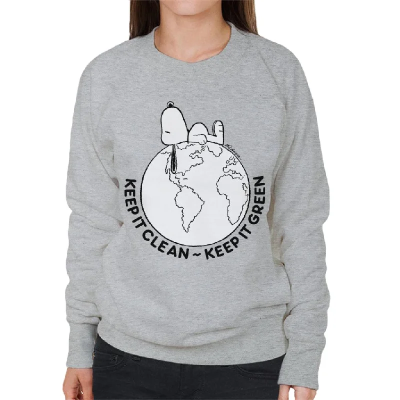 Peanuts Snoopy Lying Down On Earth Women's Sweatshirt Hoodie with Distressed Vintage Worn Peanuts Snoopy Lying Down On Earth Women's Sweatshirt Hoodie with Distressed Vintage Worn