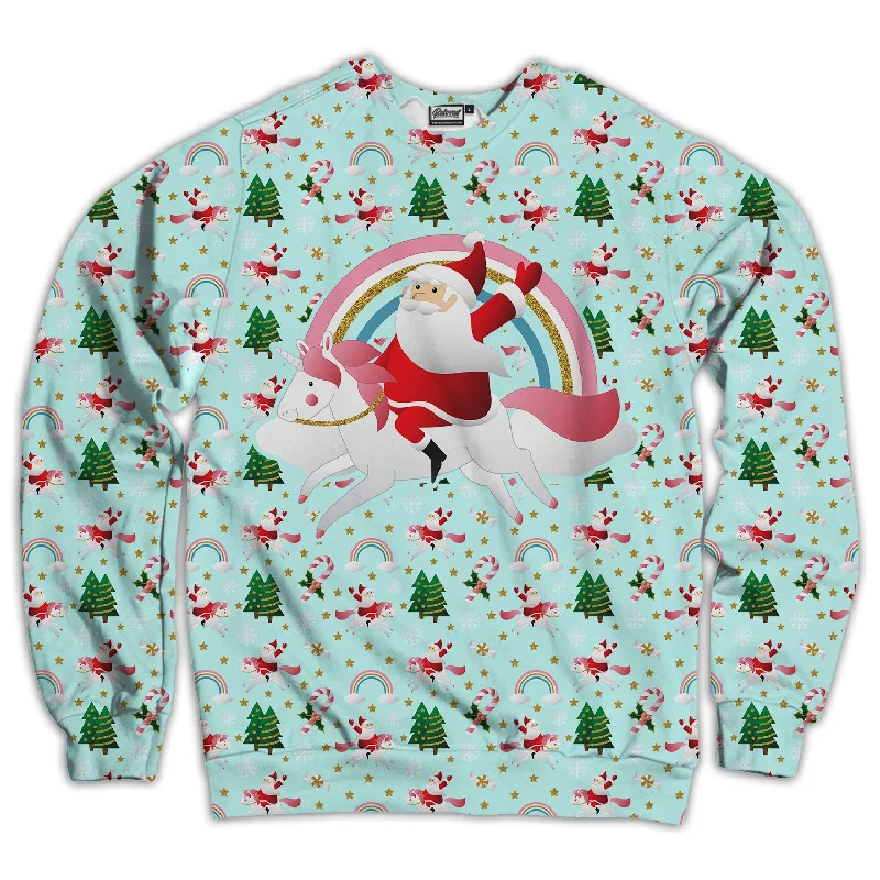 Santa Unicorn Christmas Land Unisex Sweatshirt Hoodie with Contrast Stitching Detailed Premium Santa Unicorn Christmas Land Unisex Sweatshirt Hoodie with Contrast Stitching Detailed Premium