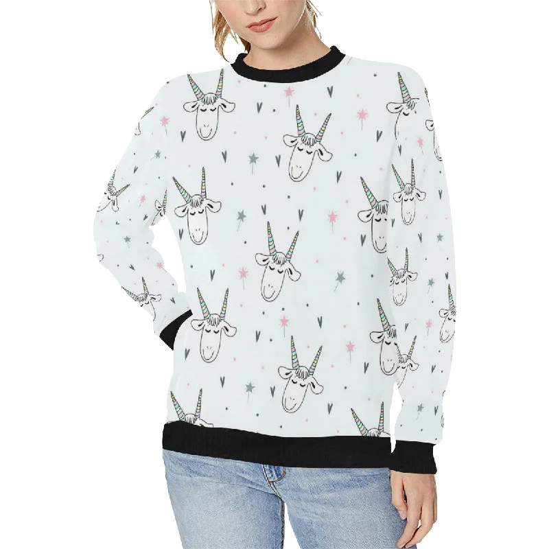 Cute goat design pattern Women's Crew Neck Sweatshirt Oversized Hoodie Comfort Casual Cute goat design pattern Women's Crew Neck Sweatshirt Oversized Hoodie Comfort Casual