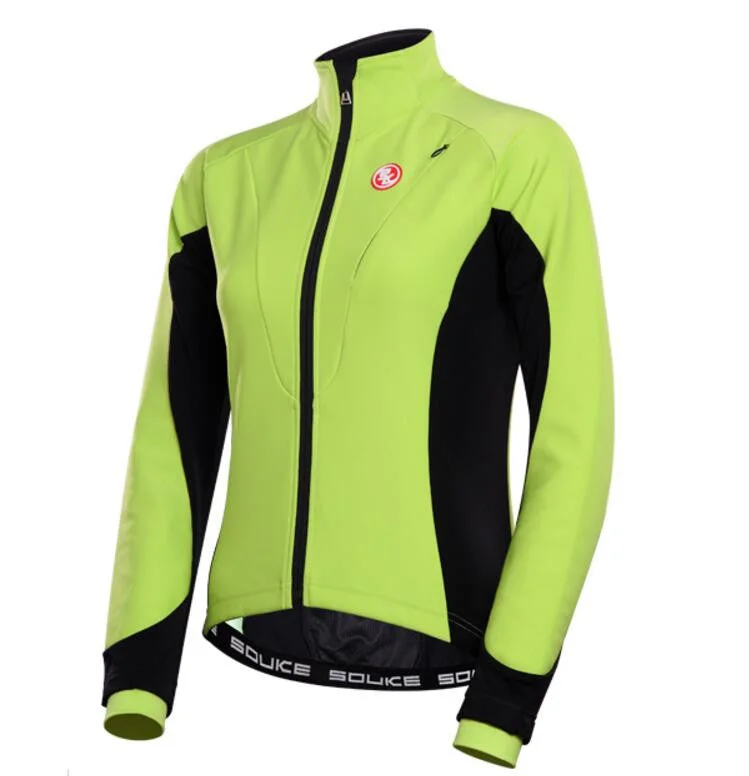Green Black Women Long Sleeve Cycling Jacket Jacket Blazer Coat