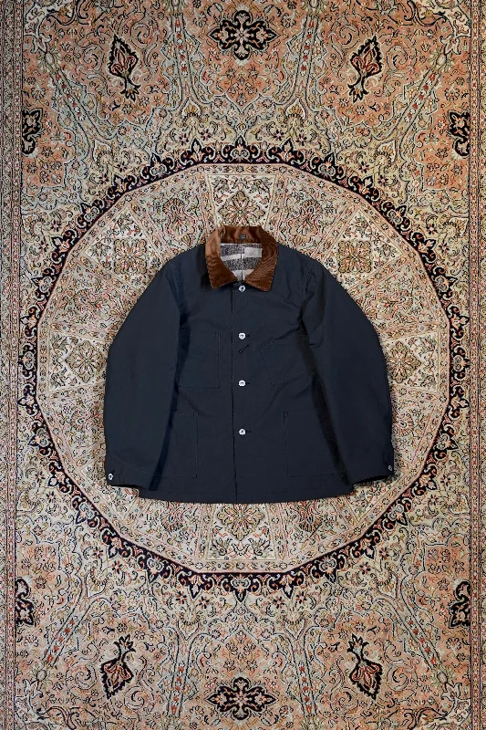 Taiga Takahashi BLANKET LINING COVERALL JACKET (BLACK) Satin Fabric Silk Fabric Chiffon Fabric