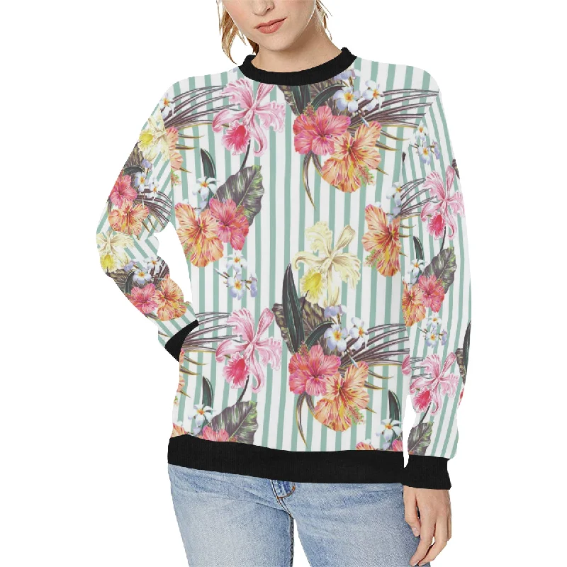 Colorful orchid flower pattern Women's Crew Neck Sweatshirt Hoodie with Zipper Versatile Modern Colorful orchid flower pattern Women's Crew Neck Sweatshirt Hoodie with Zipper Versatile Modern