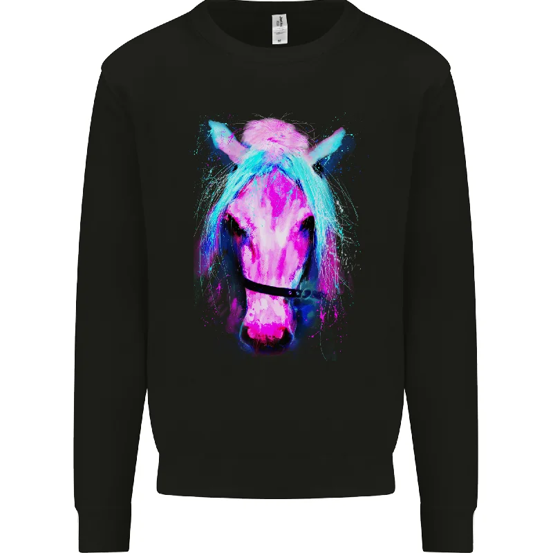 A Watercolour Horse Mens Sweatshirt Jumper Hoodie with Hidden Zipper Minimalist Clean A Watercolour Horse Mens Sweatshirt Jumper Hoodie with Hidden Zipper Minimalist Clean