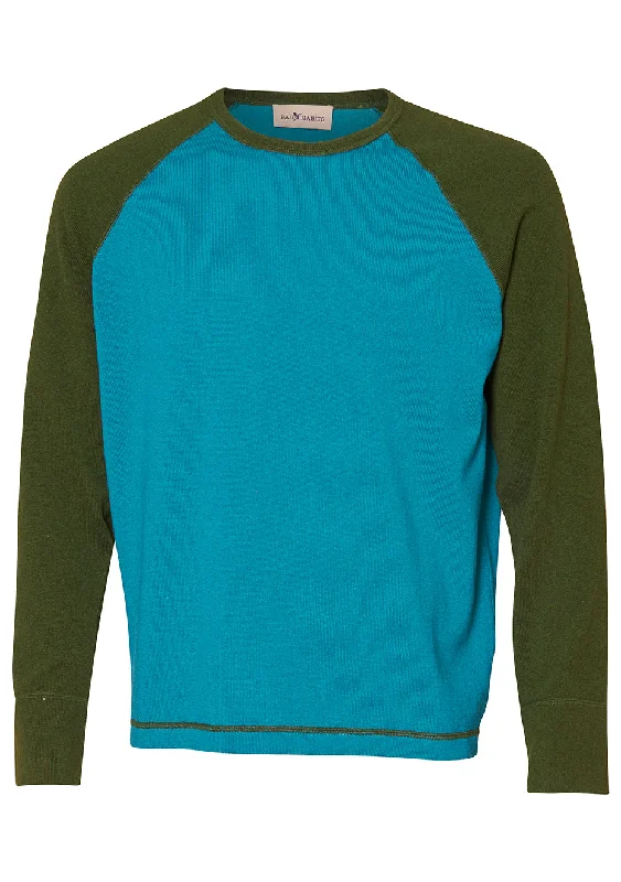 Turquoise & Olive Green Rugby Cashmere Sweater Denim Fabric Leather Fabric Suede Fabric Turquoise & Olive Green Rugby Cashmere Sweater Denim Fabric Leather Fabric Suede Fabric