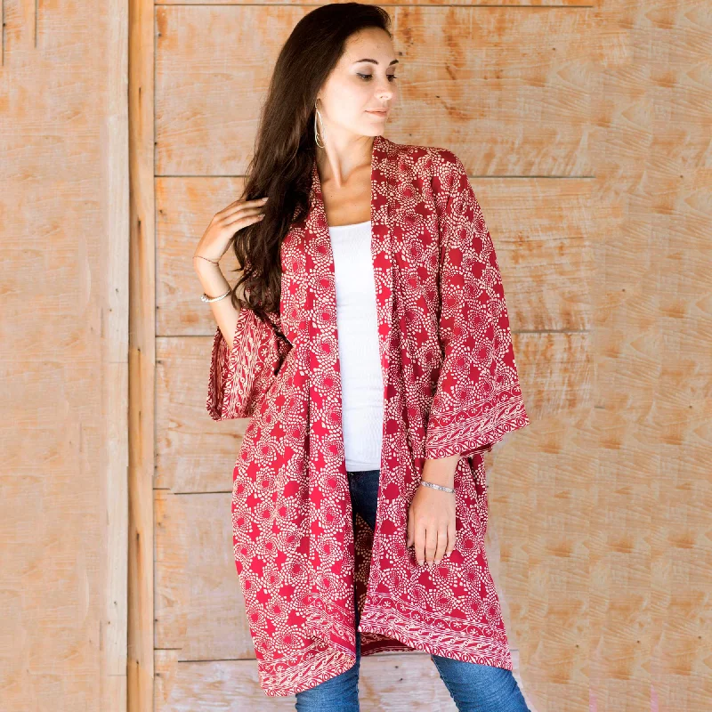 Ruby Red Nebula Balinese Batik Rayon Kimono Jacket Rayon Jacket Velvet Jacket Corduroy Jacket Ruby Red Nebula Balinese Batik Rayon Kimono Jacket Rayon Jacket Velvet Jacket Corduroy Jacket