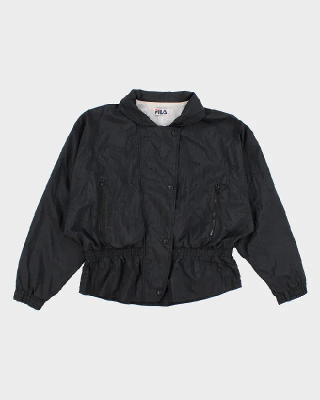 Vintage 80s Women's Fila Black Windbreaker Jacket - L Tiered Jacket Buttoned Jacket Zippered Jacket Vintage 80s Women's Fila Black Windbreaker Jacket - L Tiered Jacket Buttoned Jacket Zippered Jacket