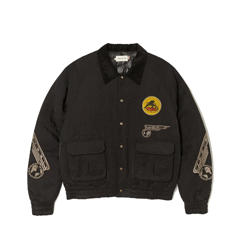 Honor The Gift 'Black' Airborne Jacket Notch Collar Peter Pan Collar Cowl Neck