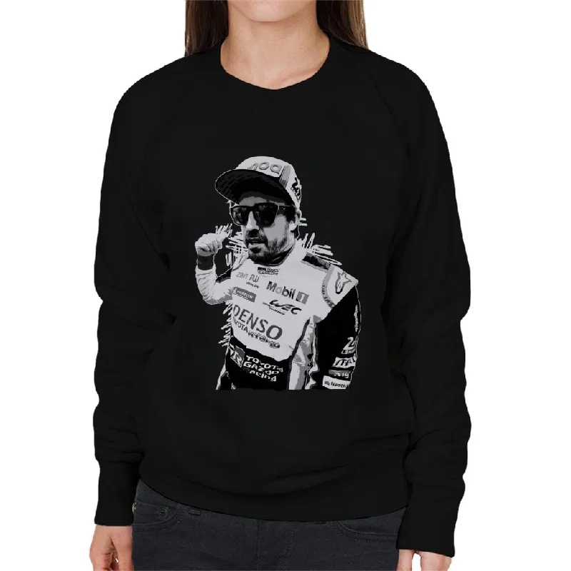 Motorsport Images Fernando Alonso Circuit De La Sarthe Women's Sweatshirt Hoodie with Back Slit Movement Comfort Motorsport Images Fernando Alonso Circuit De La Sarthe Women's Sweatshirt Hoodie with Back Slit Movement Comfort