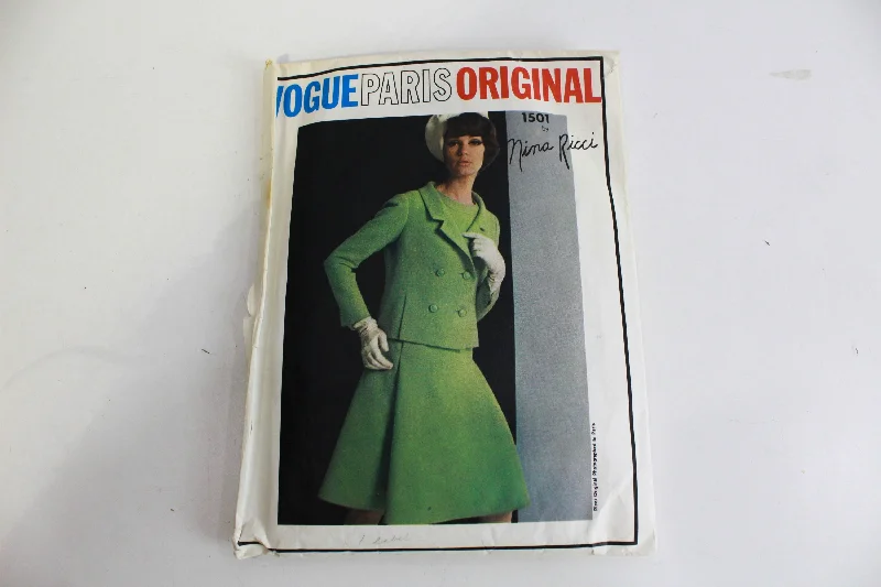 1960s Vogue Paris Original 1501 Nina Ricci Sewing Pattern, Dress and Jacket Set Zippered Jacket Buttoned Jacket Snapped Jacket 1960s Vogue Paris Original 1501 Nina Ricci Sewing Pattern, Dress and Jacket Set Zippered Jacket Buttoned Jacket Snapped Jacket