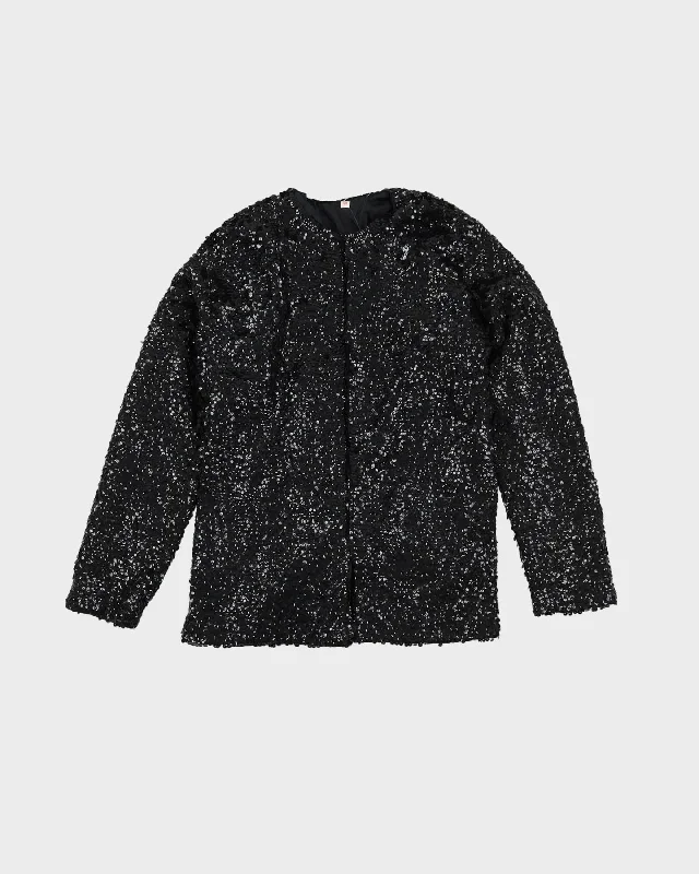 1980s Black Sequined Cardigan Style Jacket - S Quilted Jacket Puffer Jacket Insulated Jacket 1980s Black Sequined Cardigan Style Jacket - S Quilted Jacket Puffer Jacket Insulated Jacket