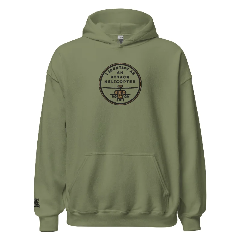 I Identify as an Attack Helicopter Embroidered Hoodie Hoodie with Bell Sleeves Flared Feminine I Identify as an Attack Helicopter Embroidered Hoodie Hoodie with Bell Sleeves Flared Feminine