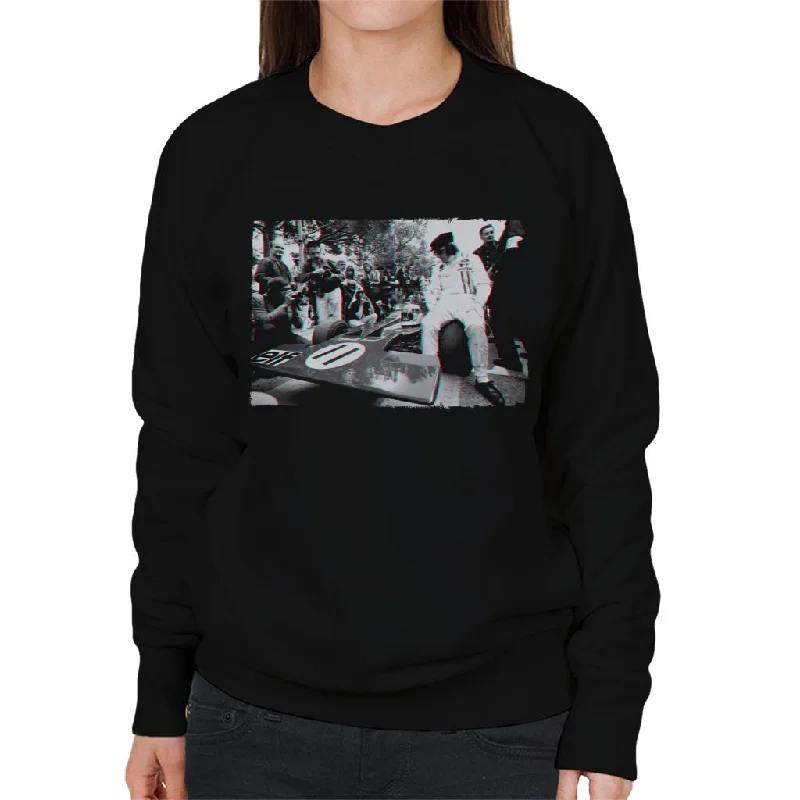 Motorsport Images Jackie Stewart Tyrrell 003 Pre Race Women's Sweatshirt Hoodie with Rhinestones Sparkly Elegant Motorsport Images Jackie Stewart Tyrrell 003 Pre Race Women's Sweatshirt Hoodie with Rhinestones Sparkly Elegant
