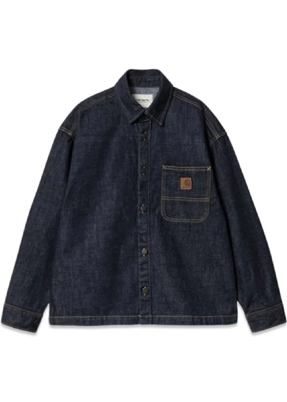 W Lovilia Shirt Jacket - Blue Rinsed Chenille Fabric Brocade Fabric Lace Fabric