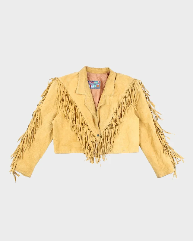 Vintage Yellow Suede Fringed Jacket - L Denim Jacket Leather Jacket Suede Jacket