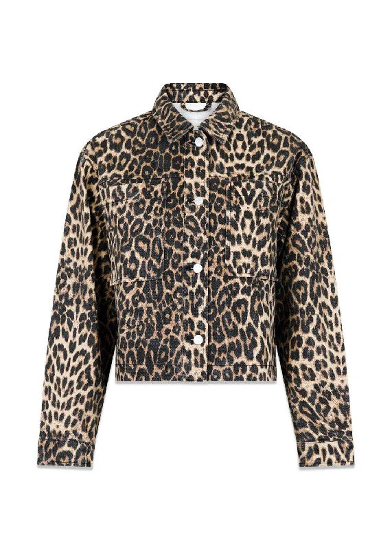 Emilia Leopard Jacket - Leopard Front Pockets Side Pockets Patch Pockets