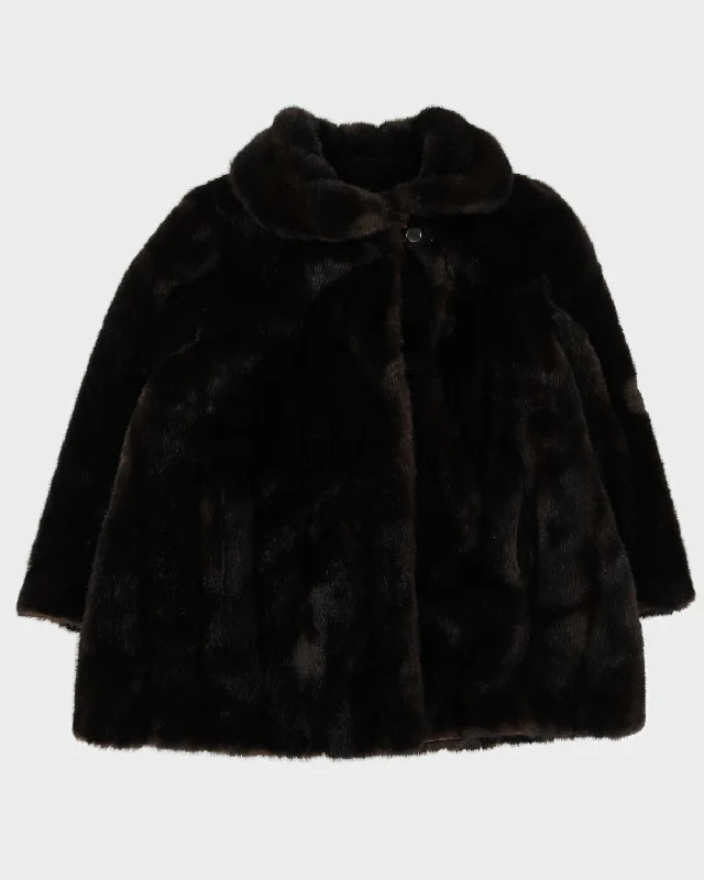Vintage 1970-80s Brown Faux Fur Jacket - L Snapped Jacket Toggled Jacket Drawstring Jacket Vintage 1970-80s Brown Faux Fur Jacket - L Snapped Jacket Toggled Jacket Drawstring Jacket