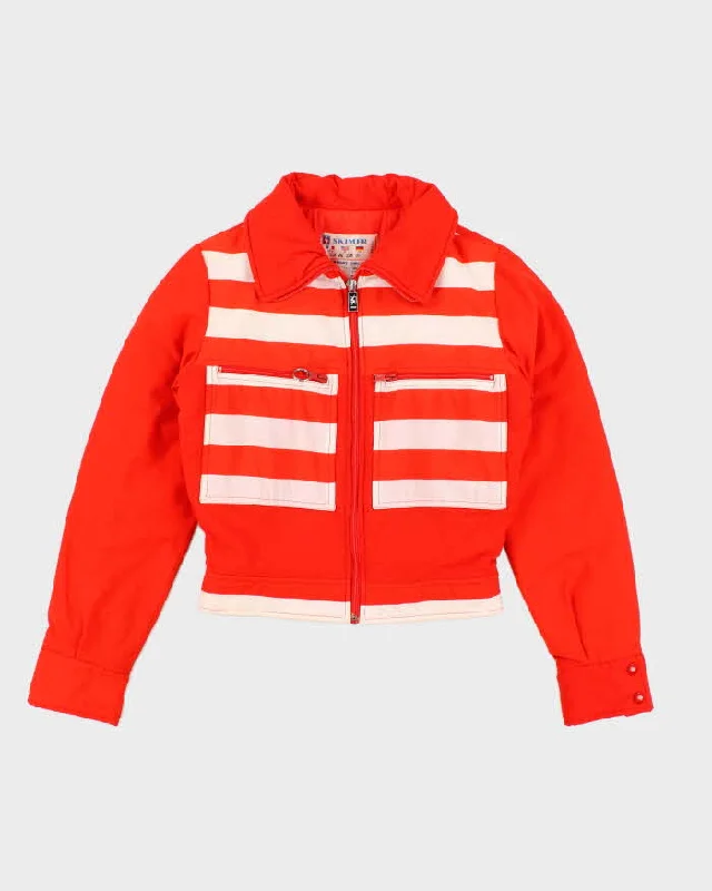 Womens Vintage 1980s Red and White French Ski Jacket - XS Oversized Jacket Tailored Jacket Straight Jacket Womens Vintage 1980s Red and White French Ski Jacket - XS Oversized Jacket Tailored Jacket Straight Jacket
