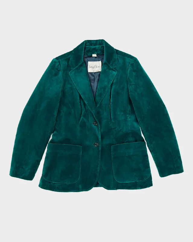 Vintage 1980s Green Velvet Blazer Jacket - M Wool Fabric Cashmere Fabric Tweed Fabric Vintage 1980s Green Velvet Blazer Jacket - M Wool Fabric Cashmere Fabric Tweed Fabric