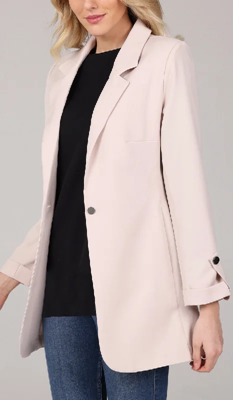Maya Long Light Comfy Blazer Jacket - Cream Notch Collar Jacket Peter Pan Collar Jacket Cowl Neck Jacket Maya Long Light Comfy Blazer Jacket - Cream Notch Collar Jacket Peter Pan Collar Jacket Cowl Neck Jacket
