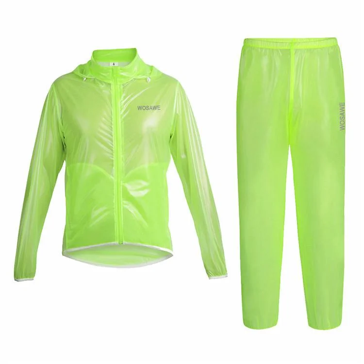 WOSAWE Waterproof Windproof Green Cycling Rain Coats Jackets Set Hoodie Zip-Up Jacket Button-Up Jacket WOSAWE Waterproof Windproof Green Cycling Rain Coats Jackets Set Hoodie Zip-Up Jacket Button-Up Jacket