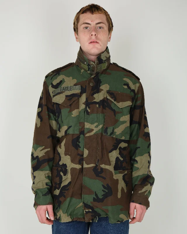 1989 Vintage US Army M-81 Woodland Camouflage M65 Field Jacket - Small / Long Front Pockets Side Pockets Patch Pockets 1989 Vintage US Army M-81 Woodland Camouflage M65 Field Jacket - Small / Long Front Pockets Side Pockets Patch Pockets