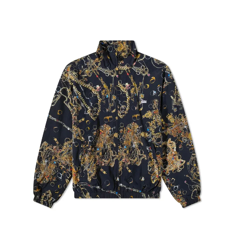 Patta Mens Chains Track Jacket 'Black/Chains AOP' Fleece Jacket Down Jacket Feather Jacket Patta Mens Chains Track Jacket 'Black/Chains AOP' Fleece Jacket Down Jacket Feather Jacket
