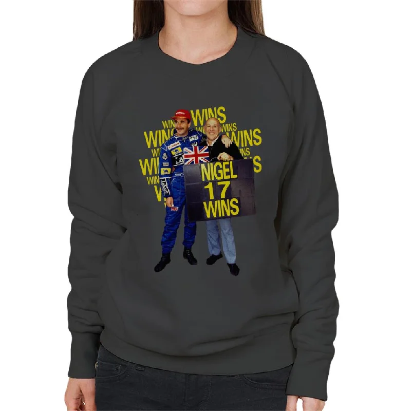 Motorsport Images Nigel Mansell With Stirling Moss At Silverstone 1991 Women's Sweatshirt Hoodie with Sequins Glamorous Eye-catching Motorsport Images Nigel Mansell With Stirling Moss At Silverstone 1991 Women's Sweatshirt Hoodie with Sequins Glamorous Eye-catching