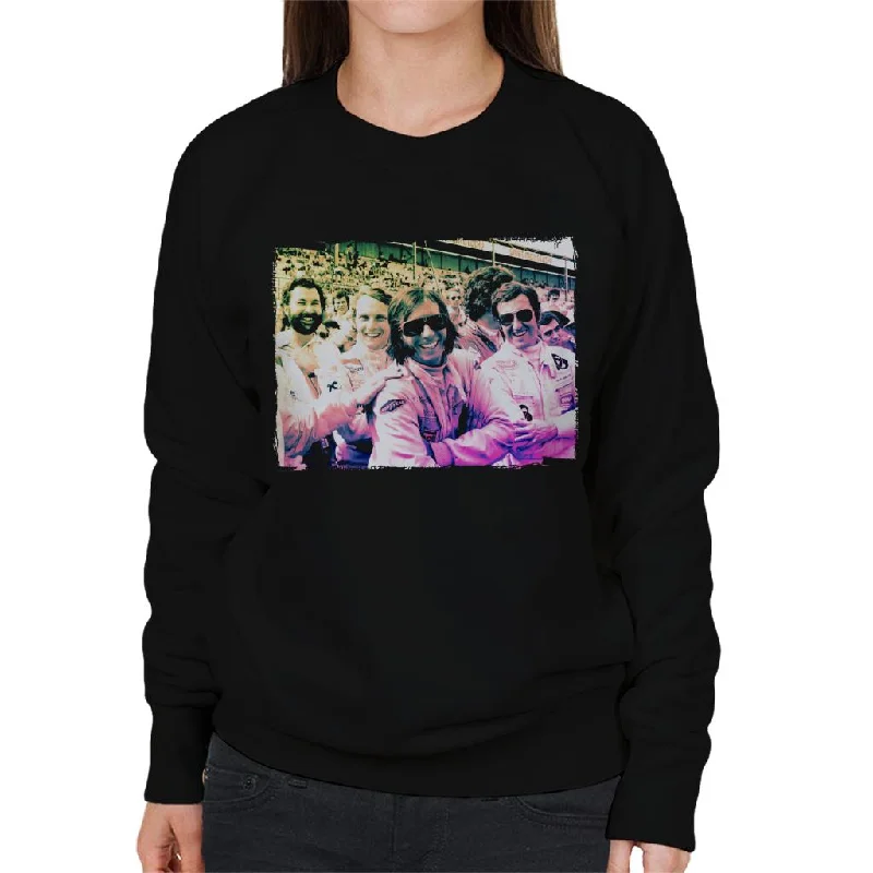Motorsport Images Jackie Stewart Niki Lauda Et Al Women's Sweatshirt Hoodie with Earth Tones Natural Calm Motorsport Images Jackie Stewart Niki Lauda Et Al Women's Sweatshirt Hoodie with Earth Tones Natural Calm