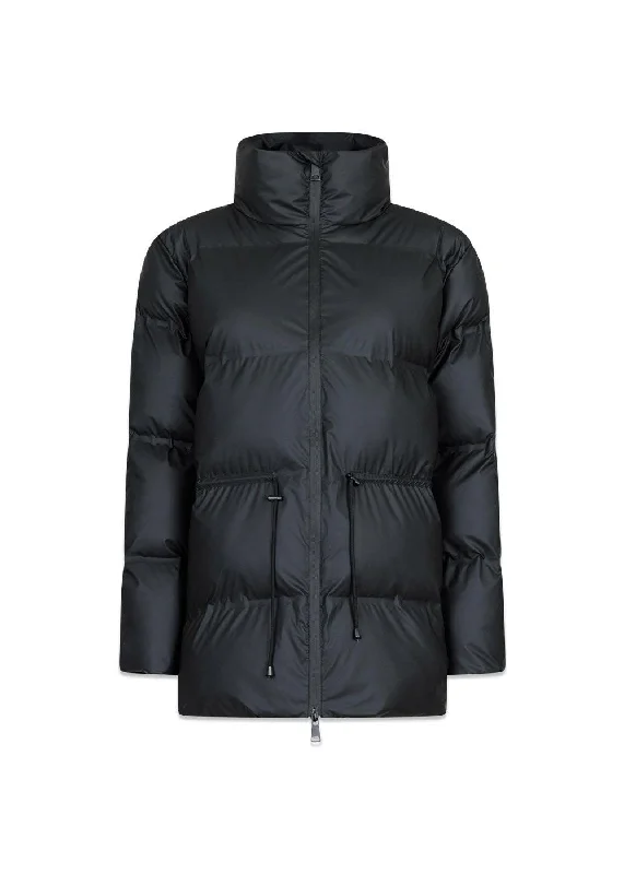 Mayra C Puffer Jacket - Black Welt Pockets Slit Pockets Flap Pockets