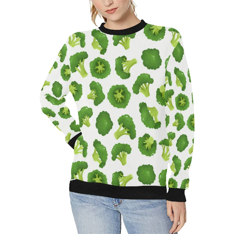Cute broccoli pattern Women's Crew Neck Sweatshirt Hoodie with Elastic Waist Stretchable Comfortable Cute broccoli pattern Women's Crew Neck Sweatshirt Hoodie with Elastic Waist Stretchable Comfortable
