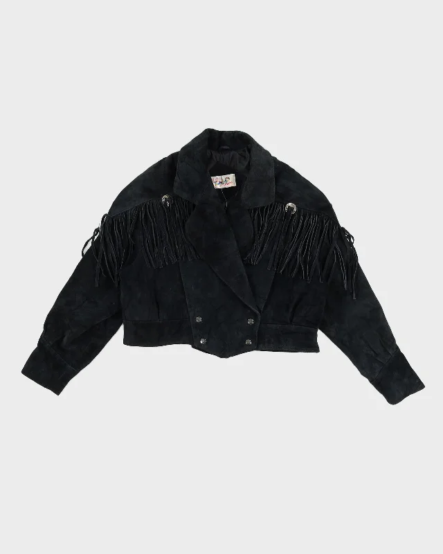 Vintage 80s Black Cropped Suede Tassel Jacket - M Rayon Jacket Velvet Jacket Corduroy Jacket Vintage 80s Black Cropped Suede Tassel Jacket - M Rayon Jacket Velvet Jacket Corduroy Jacket