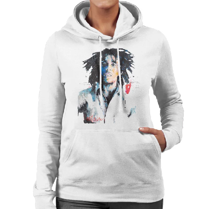 Sidney Maurer Original Portrait Of Bob Marley Women's Hooded Sweatshirt Hoodie Dress Longline Feminine Sidney Maurer Original Portrait Of Bob Marley Women's Hooded Sweatshirt Hoodie Dress Longline Feminine