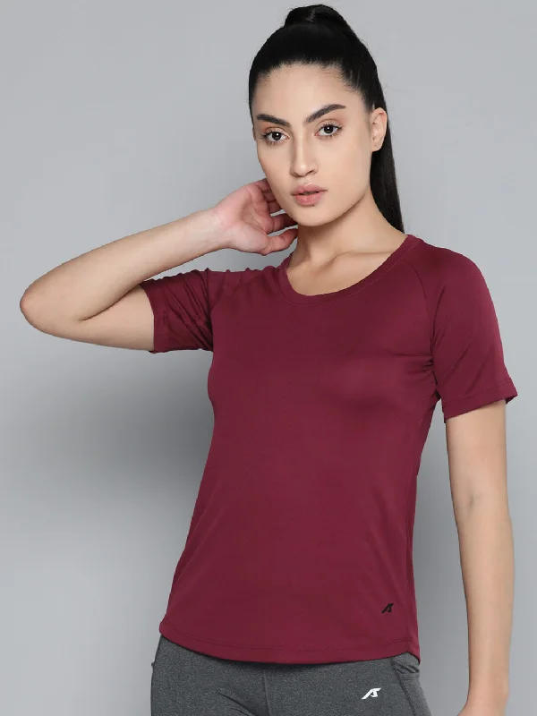 Alcis Women Red Anti Static Slim Fit Running T-shirt Zippered Front Buttoned Front Snap Front