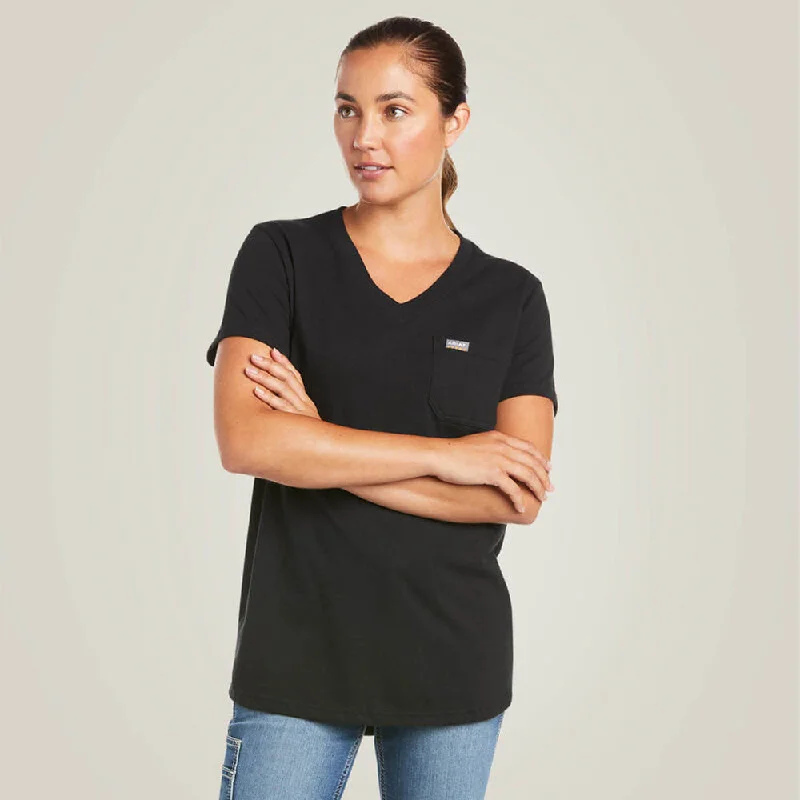 Ariat 10048733 Women's Rebar Cotton Strong V-Neck T-Shirt Embroidered Appliqued Beaded Ariat 10048733 Women's Rebar Cotton Strong V-Neck T-Shirt Embroidered Appliqued Beaded