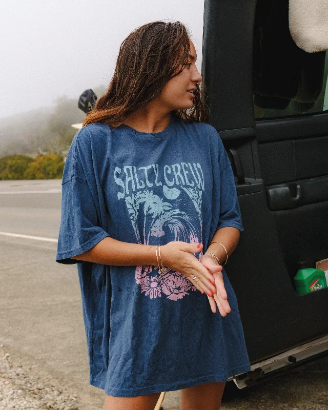 Big Wave Cover Up S/S Tee - Denim Silk Blend Satin Velvet
