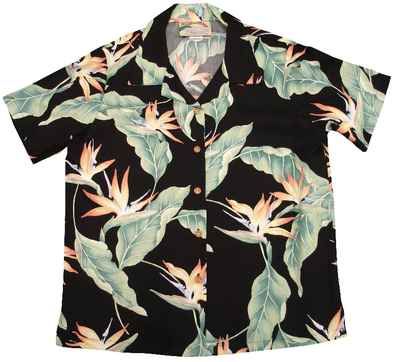 Bird of Paradise #5 Women's Hawaiian Camp Shirt Embroidered Appliqued Beaded