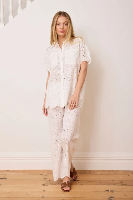 Caitlin Crisp SS Crisp Shirt - White Broderie Lace Blend Ribbed Blend Corduroy Blend Caitlin Crisp SS Crisp Shirt - White Broderie Lace Blend Ribbed Blend Corduroy Blend