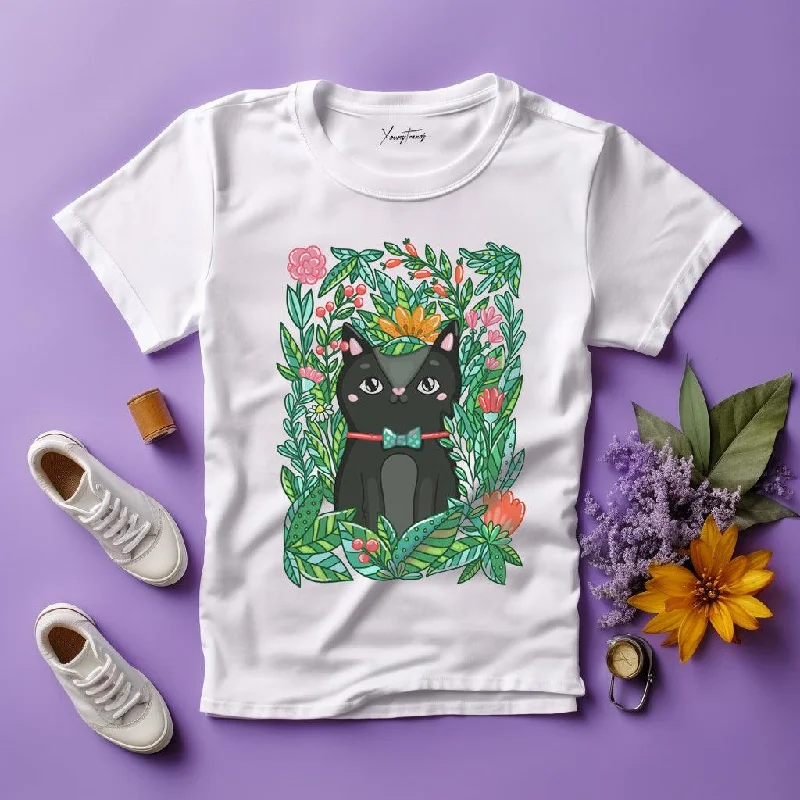 Chic & Charismatic - Women's Printed Round Neck Tees Collection Zippered Buttoned Snapped