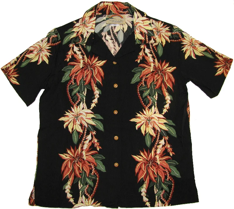 Christmas Poinsettia Women's Hawaiian Camp Shirt Houndstooth Herringbone Solid