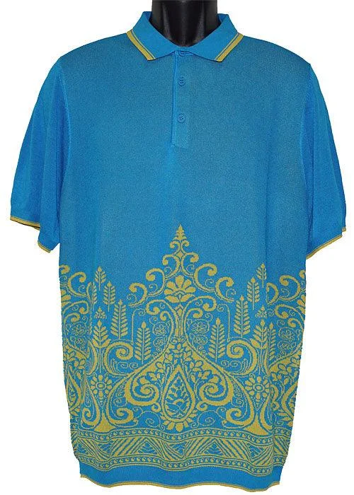 Cigar Shirt # PJ1210 Teal Anti-Pilling Machine Wash Handmade