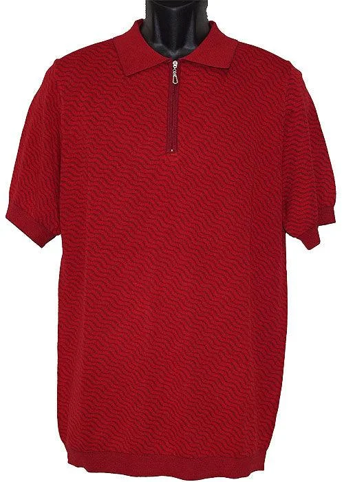Cigar Shirt # PJ1215 Red Houndstooth Herringbone Solid