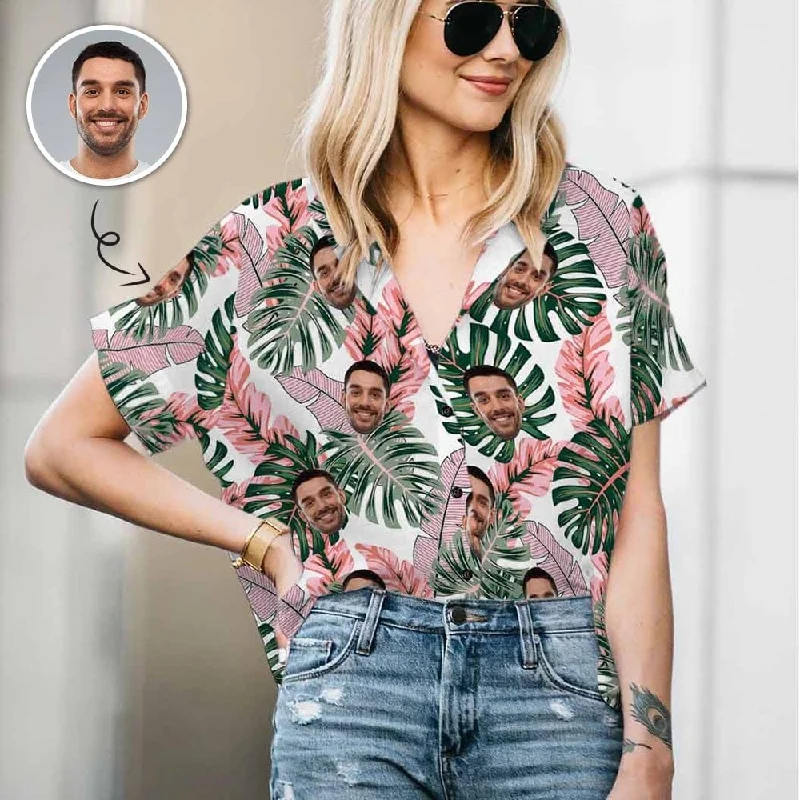 Custom Face Beauty Flower Women's Hawaiian Shirts Layered Multi-layer Single Layer