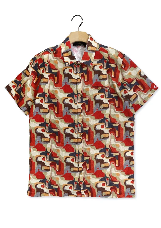 Cutler & Co - Ian Short Sleeved Shirt - Sahara Embroidered Appliqued Beaded