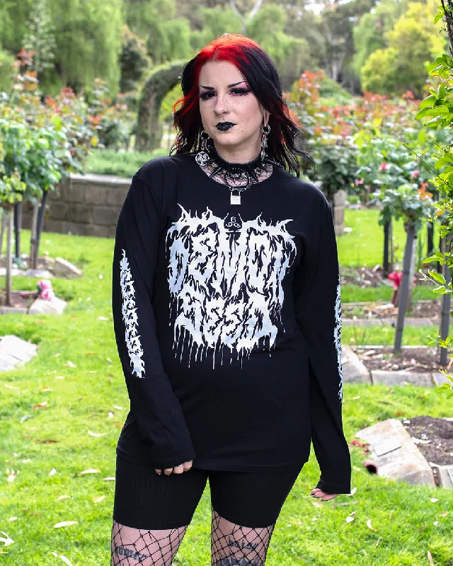 Demon Seed Long Sleeved T-Shirt Black Hooded Caped Shawl Collar