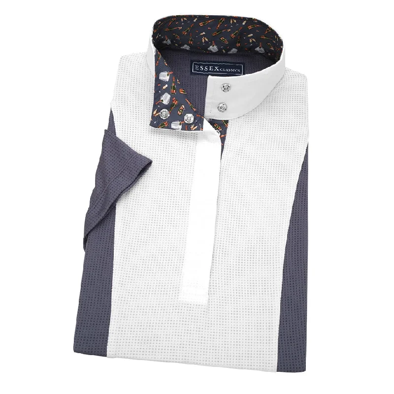 Essex Classics Ladies Luna Performance Pop the Cork Dark Grey Short Sleeve Show Shirt Mesh Blend Leather Blend Suede Blend Essex Classics Ladies Luna Performance Pop the Cork Dark Grey Short Sleeve Show Shirt Mesh Blend Leather Blend Suede Blend