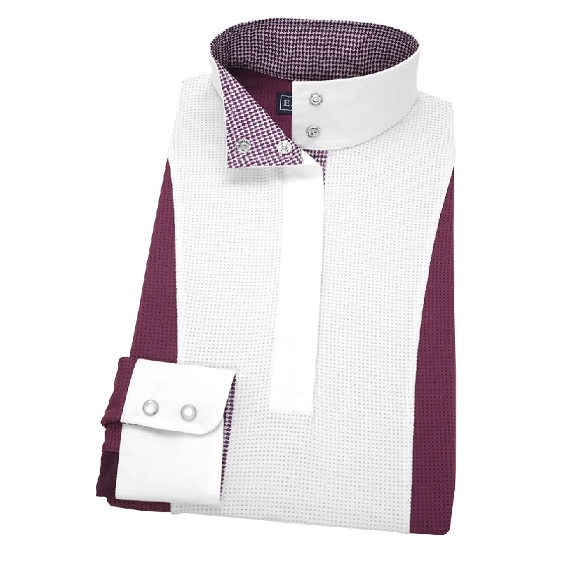 Essex Classics Ladies Plum Luna Performance Houndstooth Show Shirt Notch Collar Peter Pan Collar Cowl Neck Essex Classics Ladies Plum Luna Performance Houndstooth Show Shirt Notch Collar Peter Pan Collar Cowl Neck