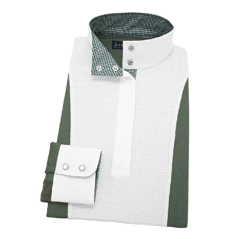 Essex Classics Ladies Sage Green Luna Performance Houndstooth Show Shirt Cashmere Blend Cotton Blend Poly Blend Essex Classics Ladies Sage Green Luna Performance Houndstooth Show Shirt Cashmere Blend Cotton Blend Poly Blend